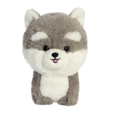 Husky plush toy from Aurora stuffed animals with soft, grey fur and blue eyes.